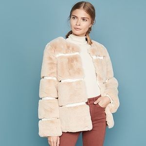 Anthropologie Keepsake Cream Ariel Faux Fur Coat